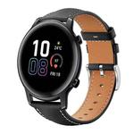 20mm For Honor Watch ES / Magic Watch2 42mm xDfind Flat Head Black Shark Fine Grain Leather Watch Band(Black)