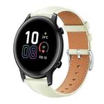 20mm For Honor Watch ES / Magic Watch2 42mm xDfind Flat Head Black Shark Fine Grain Leather Watch Band(Creamy White)