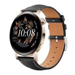 20mm For Huawei Watch GT 4 / GT 3 / GT 2 xDfind Flat Head Black Shark Fine Grain Leather Watch Band(Black)