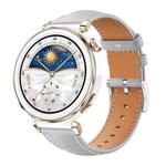 22mm For Huawei Watch GT5/GT5 Pro/4/4 Pro xDfind Flat Head Black Shark Fine Grain Leather Watch Band(Grey)