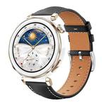 22mm For Huawei Watch GT5/GT5 Pro/4/4 Pro xDfind Flat Head Black Shark Fine Grain Leather Watch Band(Black)