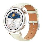22mm For Huawei Watch GT5/GT5 Pro/4/4 Pro xDfind Flat Head Black Shark Fine Grain Leather Watch Band(Creamy White)