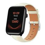 20mm For Ticwatch GTH / E3 / E / 2 xDfind Flat Head Black Shark Fine Grain Leather Watch Band(Creamy White)