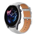 22mm For Amazfit GTR 4/3/3 Pro/Bip6/Bip5 xDfind Flat Head Black Shark Fine Grain Leather Watch Band(Grey)