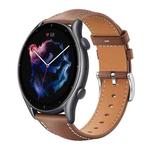 22mm For Amazfit GTR 4/3/3 Pro/Bip6/Bip5 xDfind Flat Head Black Shark Fine Grain Leather Watch Band(Coffee)