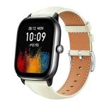 20mm For Amazfit GTS4 mini/GTS3/2/2E xDfind Flat Head Black Shark Fine Grain Leather Watch Band(Creamy White)