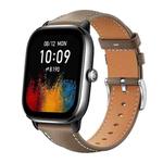 20mm For Amazfit GTS4 mini/GTS3/2/2E xDfind Flat Head Black Shark Fine Grain Leather Watch Band(Light Grey)