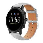 22mm For Fossil Gen 5 Carlyle/Julianna/Garrett xDfind Flat Head Black Shark Fine Grain Leather Watch Band(Grey)