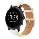 22mm For Fossil Gen 5 Carlyle/Julianna/Garrett xDfind Flat Head Black Shark Fine Grain Leather Watch Band(Creamy White)
