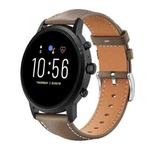22mm For Fossil Gen 5 Carlyle/Julianna/Garrett xDfind Flat Head Black Shark Fine Grain Leather Watch Band(Light Grey)