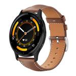22mm For Garmin Venu 3 / vivoactive4 xDfind Flat Head Black Shark Fine Grain Leather Watch Band(Coffee)