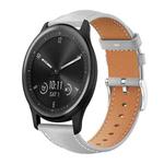 20mm For Garmin GarminMove Sport / vivoactive5/3 xDfind Flat Head Black Shark Fine Grain Leather Watch Band(Grey)