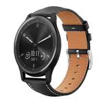 20mm For Garmin GarminMove Sport / vivoactive5/3 xDfind Flat Head Black Shark Fine Grain Leather Watch Band(Black)