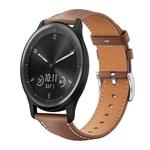 20mm For Garmin GarminMove Sport / vivoactive5/3 xDfind Flat Head Black Shark Fine Grain Leather Watch Band(Coffee)