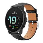 22mm For Suunto Race S / Race / 9 Peak / 5 Peak xDfind Flat Head Black Shark Fine Grain Leather Watch Band(Black)