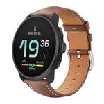 22mm For Suunto Race S / Race / 9 Peak / 5 Peak xDfind Flat Head Black Shark Fine Grain Leather Watch Band(Coffee)