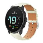 22mm For Suunto Race S / Race / 9 Peak / 5 Peak xDfind Flat Head Black Shark Fine Grain Leather Watch Band(Creamy White)