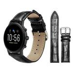 22mm For Fossil Gen 5 Carlyle/Julianna/Garrett xDfind Bamboo Texture Pin Buckle Leather Watch Band(Black)