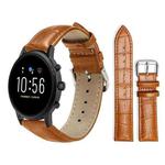 22mm For Fossil Gen 5 Carlyle/Julianna/Garrett xDfind Bamboo Texture Pin Buckle Leather Watch Band(Light Brown)