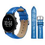 22mm For Fossil Gen 5 Carlyle/Julianna/Garrett xDfind Bamboo Texture Pin Buckle Leather Watch Band(Blue)