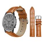 24mm For Fossil Q Machine Hybrid Watch xDfind Bamboo Texture Pin Buckle Leather Watch Band(Light Brown)