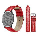 24mm For Fossil Q Machine Hybrid Watch xDfind Bamboo Texture Pin Buckle Leather Watch Band(Red)