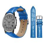 24mm For Fossil Q Machine Hybrid Watch xDfind Bamboo Texture Pin Buckle Leather Watch Band(Blue)
