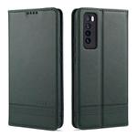 For Huawei Nova 7 AZNS Magnetic Calf Texture Horizontal Flip Leather Case with Card Slots & Holder & Wallet(Dark Green)