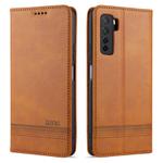 For Huawei Nova 7 SE AZNS Magnetic Calf Texture Horizontal Flip Leather Case with Card Slots & Holder & Wallet(Light Brown)