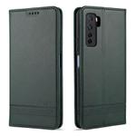 For Huawei Nova 7 SE AZNS Magnetic Calf Texture Horizontal Flip Leather Case with Card Slots & Holder & Wallet(Dark Green)