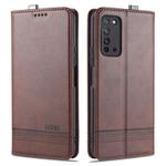 For Huawei Honor X10 AZNS Magnetic Calf Texture Horizontal Flip Leather Case with Card Slots & Holder & Wallet(Dark Brown)