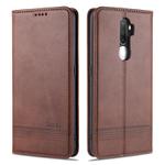 For OPPO A9 (2020) AZNS Magnetic Calf Texture Horizontal Flip Leather Case with Card Slots & Holder & Wallet(Dark Brown)