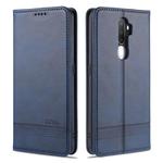 For OPPO A9 (2020) AZNS Magnetic Calf Texture Horizontal Flip Leather Case with Card Slots & Holder & Wallet(Dark Blue)
