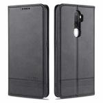 For OPPO A9 (2020) AZNS Magnetic Calf Texture Horizontal Flip Leather Case with Card Slots & Holder & Wallet(Black)