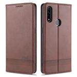 For OPPO A31 / A8 AZNS Magnetic Calf Texture Horizontal Flip Leather Case with Card Slots & Holder & Wallet(Dark Brown)