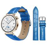 18mm For Huawei GT5/GT4 41mm / OPPO Watch X2 Mini xDfind Bamboo Texture Pin Buckle Leather Watch Band(Blue)