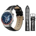22mm For Huawei Watch GT5/GT5 Pro/4/4 Pro xDfind Bamboo Texture Pin Buckle Leather Watch Band(Black)