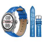 20mm For COROS APEX 2 42mm / PACE 2 xDfind Bamboo Texture Pin Buckle Leather Watch Band(Blue)