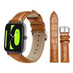 20mm For Xiaomi Haylou RS4 Plus LS11 / LS12 xDfind Bamboo Texture Pin Buckle Leather Watch Band(Light Brown)