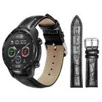 22mm For Ticwatch Pro X / Pro3 / Pro / GTX / E2 xDfind Bamboo Texture Pin Buckle Leather Watch Band(Black)