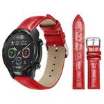 22mm For Ticwatch Pro X / Pro3 / Pro / GTX / E2 xDfind Bamboo Texture Pin Buckle Leather Watch Band(Red)