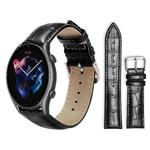22mm For Amazfit GTR 4/3/3 Pro/Bip6/Bip5 xDfind Bamboo Texture Pin Buckle Leather Watch Band(Black)