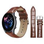 22mm For Amazfit GTR 4/3/3 Pro/Bip6/Bip5 xDfind Bamboo Texture Pin Buckle Leather Watch Band(Dark Brown)
