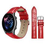 22mm For Amazfit GTR 4/3/3 Pro/Bip6/Bip5 xDfind Bamboo Texture Pin Buckle Leather Watch Band(Red)