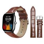 20mm For Amazfit GTS4 mini/GTS3/2/2E xDfind Bamboo Texture Pin Buckle Leather Watch Band(Dark Brown)