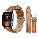 20mm For Amazfit GTS4 mini/GTS3/2/2E xDfind Bamboo Texture Pin Buckle Leather Watch Band(Light Brown)