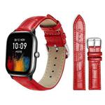 20mm For Amazfit GTS4 mini/GTS3/2/2E xDfind Bamboo Texture Pin Buckle Leather Watch Band(Red)