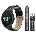22mm For Suunto Race S / Race / 9 Peak / 5 Peak xDfind Bamboo Texture Pin Buckle Leather Watch Band(Black)
