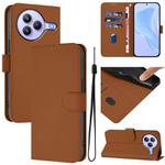 For Xiaomi Civi 5 Pro 5G Skin Feel Solid Color Leather Phone Case with Lanyard(Brown)