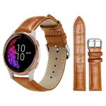 20mm For Garmin venu 2 / venu / Sq2 / Sq xDfind Bamboo Texture Pin Buckle Leather Watch Band(Light Brown)
